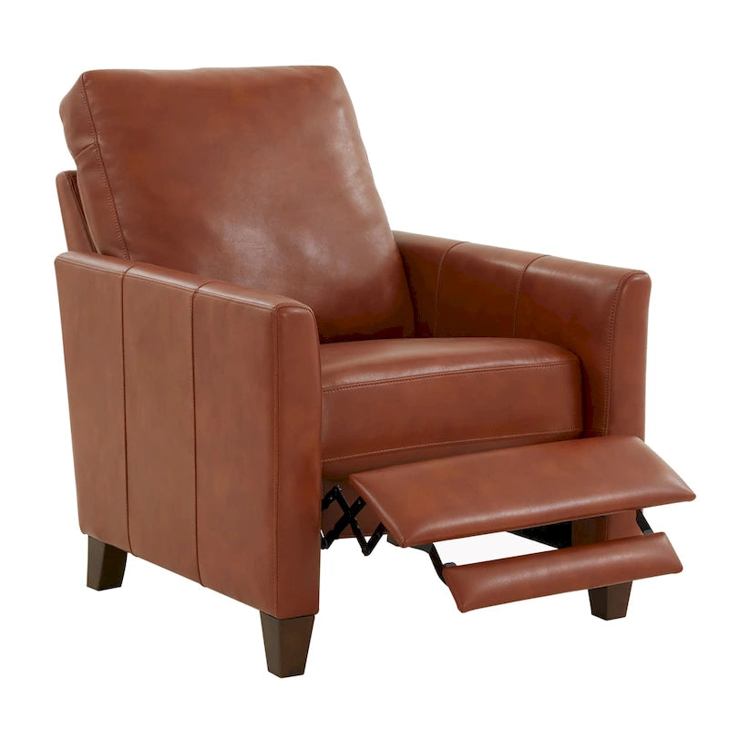 Fauteuil inclinable manuel en similicuir caramel / bleu nuit, une place