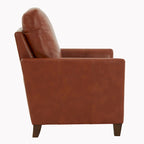 Fauteuil inclinable manuel en similicuir caramel / bleu nuit, une place
