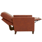 Fauteuil inclinable manuel en similicuir caramel / bleu nuit, une place