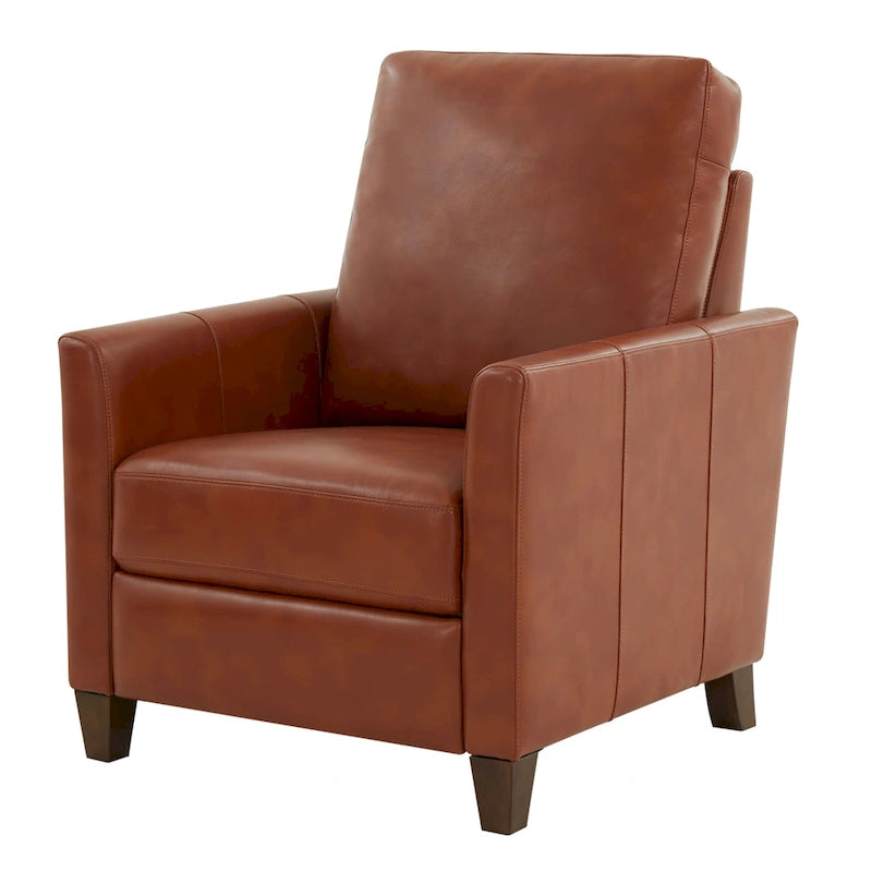 Fauteuil inclinable manuel en similicuir caramel / bleu nuit, une place
