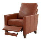 Fauteuil inclinable manuel en similicuir caramel / bleu nuit, une place