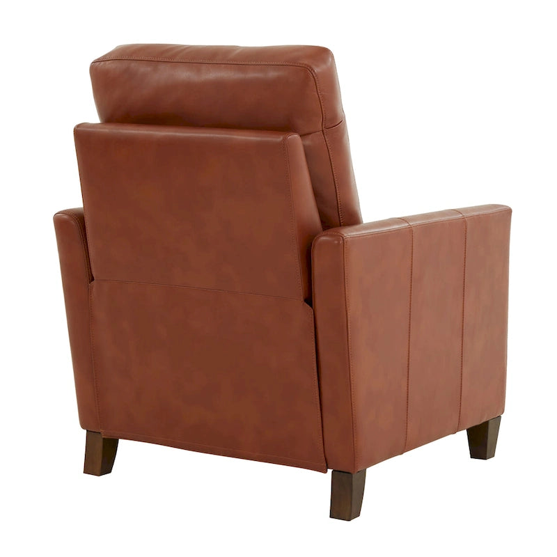 Fauteuil inclinable manuel en similicuir caramel / bleu nuit, une place