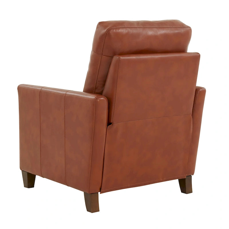 Fauteuil inclinable manuel en similicuir caramel / bleu nuit, une place