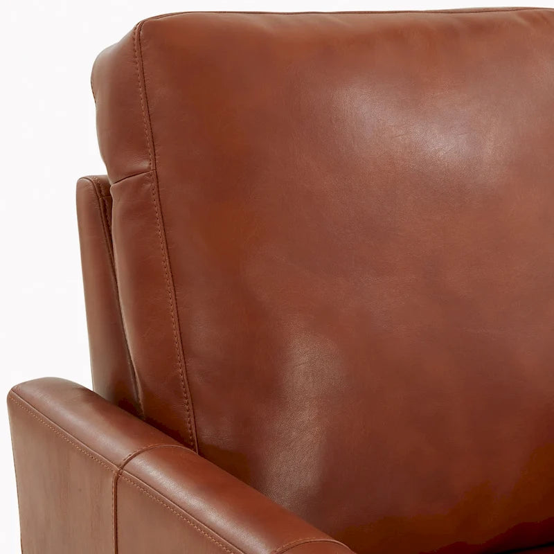 Fauteuil inclinable manuel en similicuir caramel / bleu nuit, une place