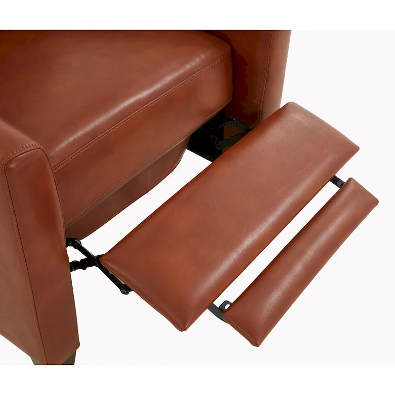 Fauteuil inclinable manuel en similicuir caramel / bleu nuit, une place