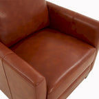 Fauteuil inclinable manuel en similicuir caramel / bleu nuit, une place