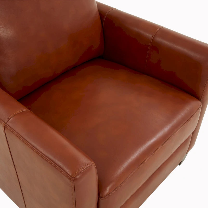 Fauteuil inclinable manuel en similicuir caramel / bleu nuit, une place