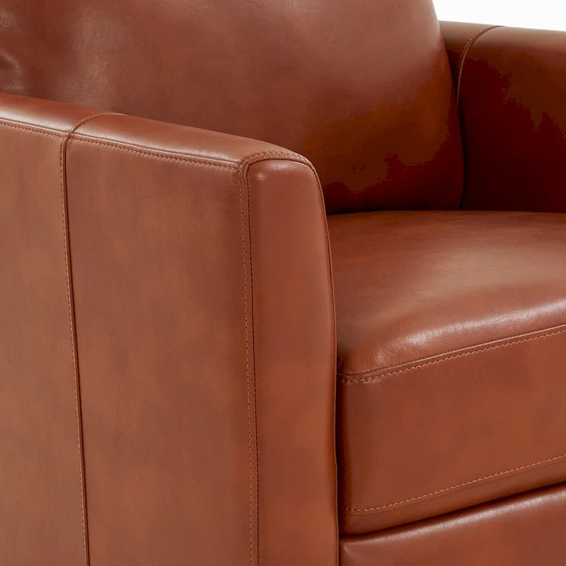 Fauteuil inclinable manuel en similicuir caramel / bleu nuit, une place