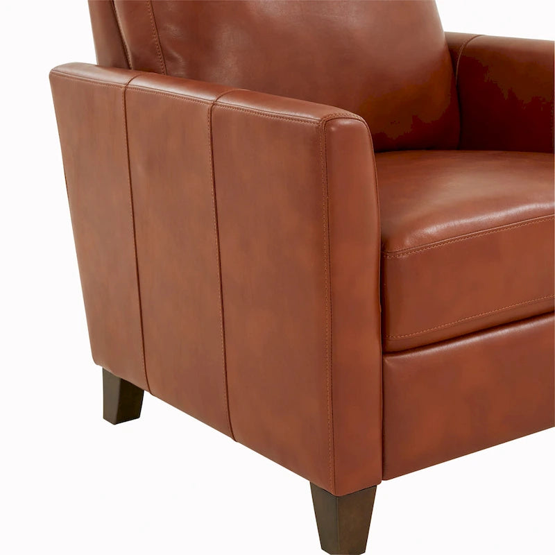 Fauteuil inclinable manuel en similicuir caramel / bleu nuit, une place
