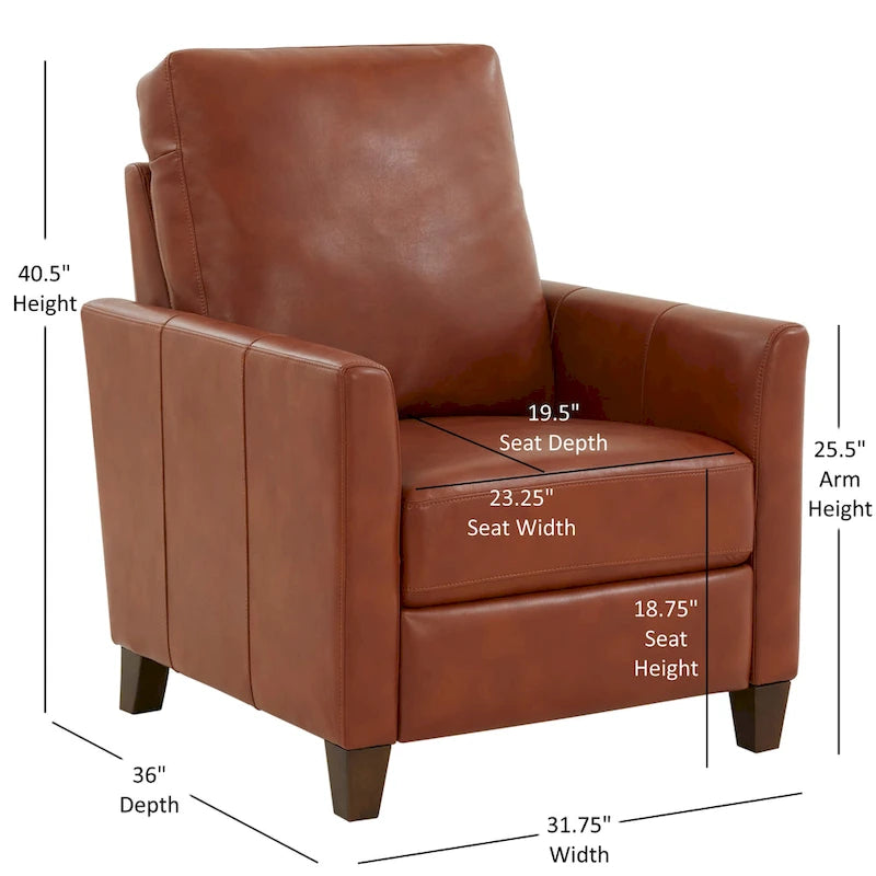 Fauteuil inclinable manuel en similicuir caramel / bleu nuit, une place