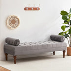 Banc capitonné en velours gris/beige/bleu/rose, une place