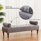 Banc capitonné en velours gris/beige/bleu/rose, une place