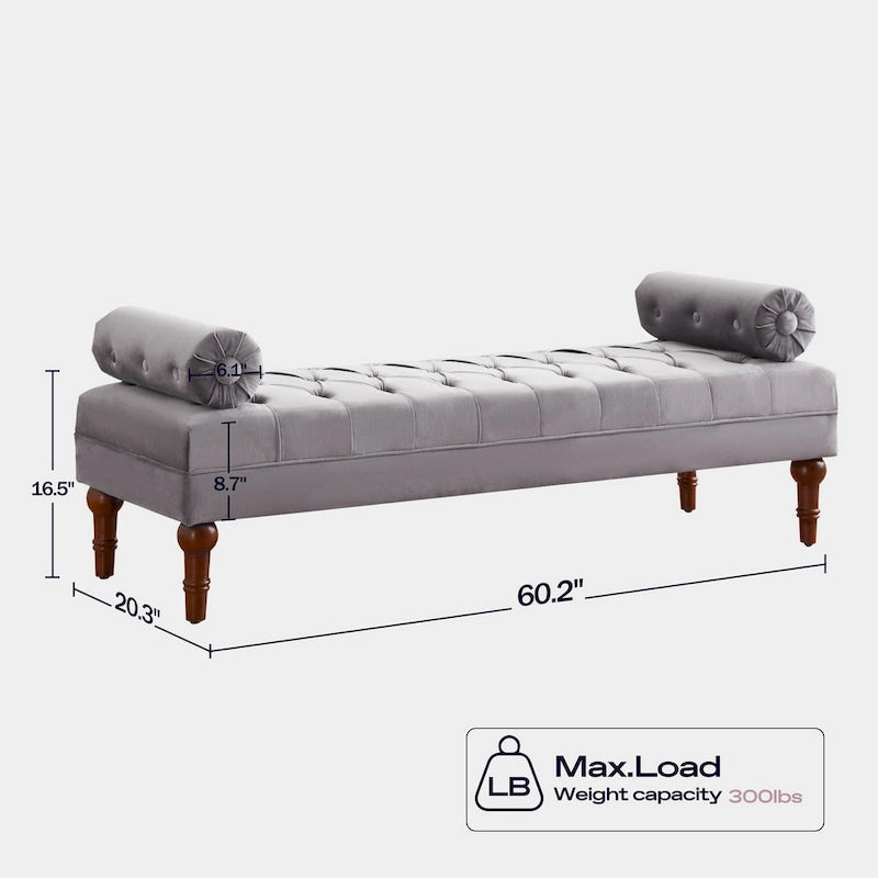 Banc capitonné en velours gris/beige/bleu/rose, une place