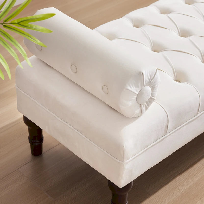 Banc capitonné en velours gris/beige/bleu/rose, une place
