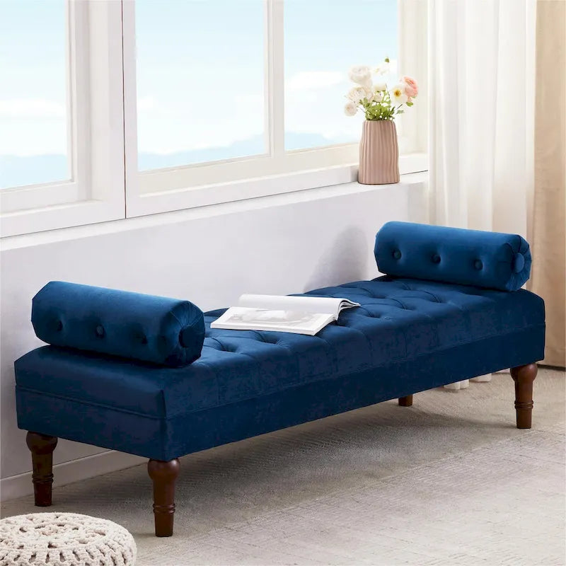 Banc capitonné en velours gris/beige/bleu/rose, une place