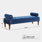Banc capitonné en velours gris/beige/bleu/rose, une place