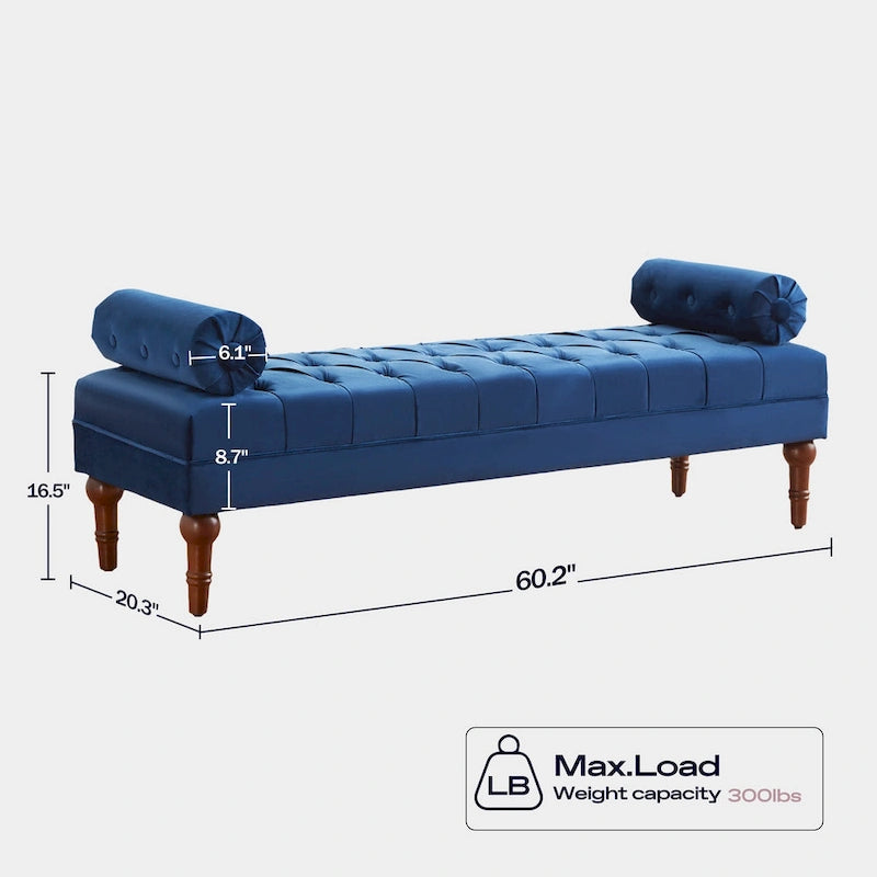 Banc capitonné en velours gris/beige/bleu/rose, une place