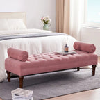 Banc capitonné en velours gris/beige/bleu/rose, une place