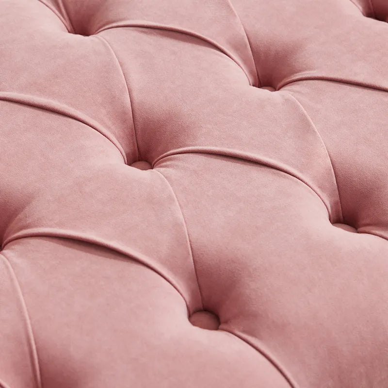 Banc capitonné en velours gris/beige/bleu/rose, une place