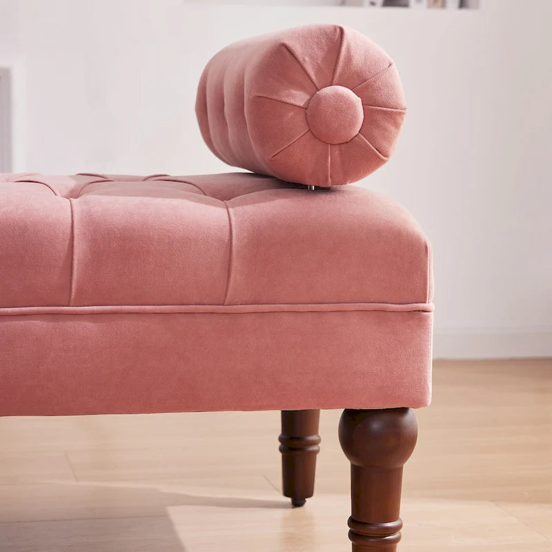 Banc capitonné en velours gris/beige/bleu/rose, une place
