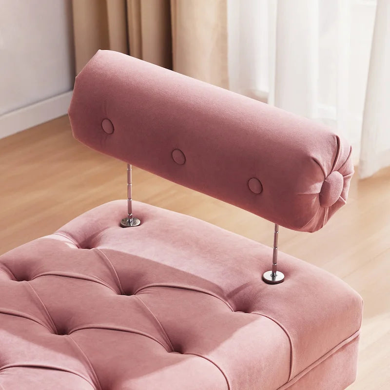 Banc capitonné en velours gris/beige/bleu/rose, une place