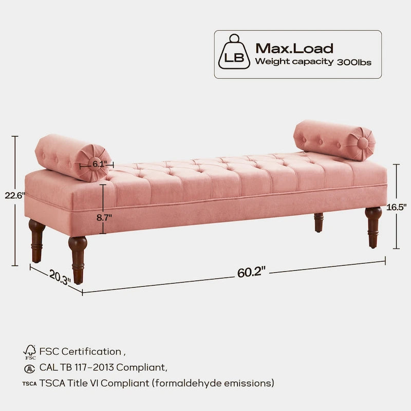 Banc capitonné en velours gris/beige/bleu/rose, une place