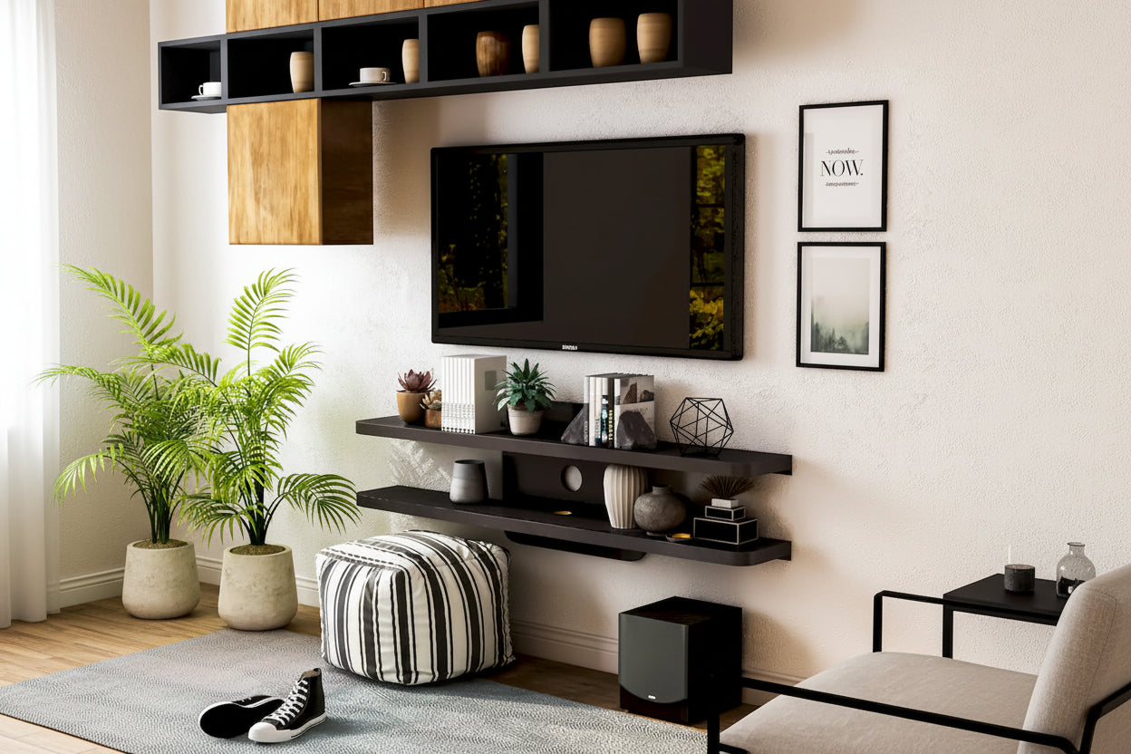 Rydstorp Modern 60-inch Metal 2-Shelf Wall-mounted TV Console Shelves by Carson Carrington