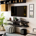 Meuble console mural à 2 étagères en Noyer vintage / Cappuccino / Chêne blanc, 1 unité