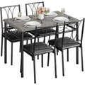 Ensemble table de salle à manger rectangulaire gris / noir / marron, 4 personnes