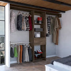 TUHOME Manchester 250 Closet System with 5 Open Shelves, 1 Drawer, and 3 Metal Rods - N/A