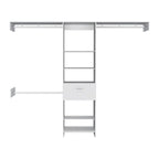 Système de placard d'angle blanc / wengé / noyer foncé – 5 étagères, 1 tiroir, 3 tringles
