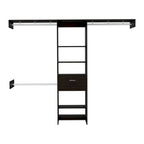 Système de placard d'angle blanc / wengé / noyer foncé – 5 étagères, 1 tiroir, 3 tringles