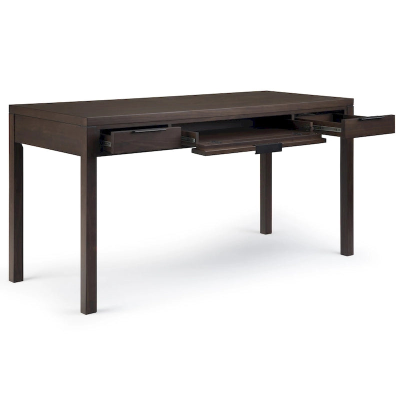 Noyer chaud / Noyer de hickory / Chêne clair moyen / Blanc – Bureau contemporain en bois massif, 1 personne