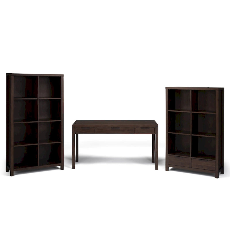 Noyer chaud / Noyer de hickory / Chêne clair moyen / Blanc – Bureau contemporain en bois massif, 1 personne