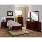 Ensemble de chambre à coucher 6 pièces style traîneau au fini cerisier – 1 personne (lits jumeaux/double/grand lit/très grand lit)