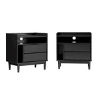 Tables de chevet en pin massif, lot de 2 (Caramel / Blanc / Noir)