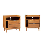 Tables de chevet en pin massif, lot de 2 (Caramel / Blanc / Noir)