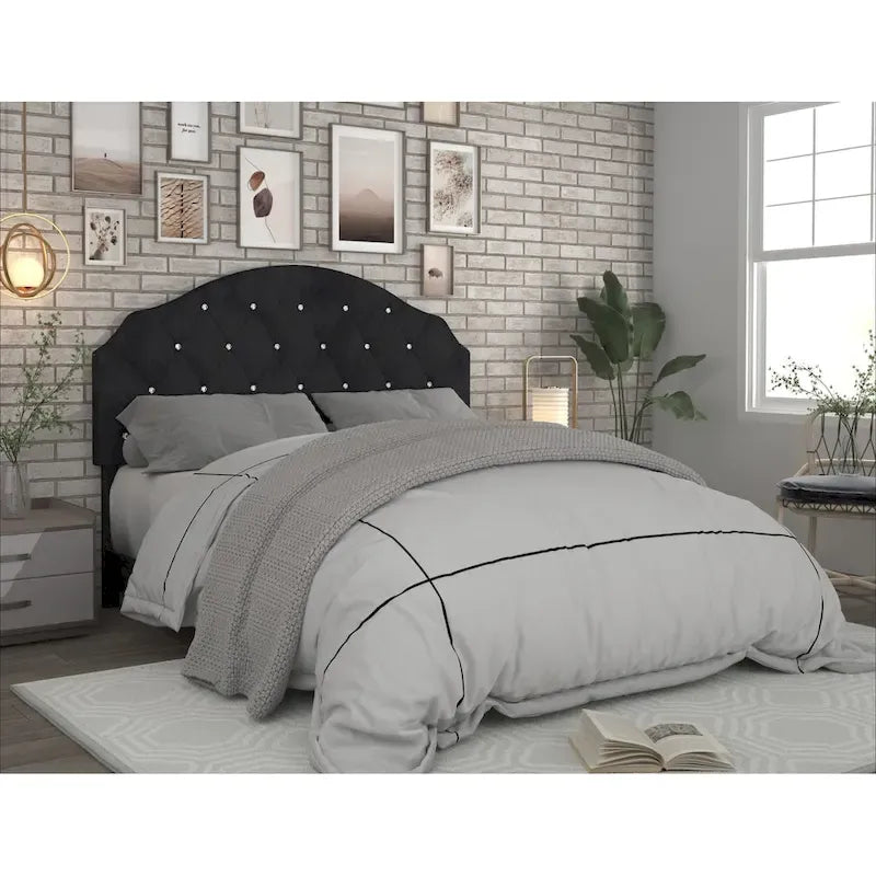 Tête de lit capitonnée en velours, bleu/noir/rose/gris argenté, simple/double/grand lit/très grand lit, 1 personne