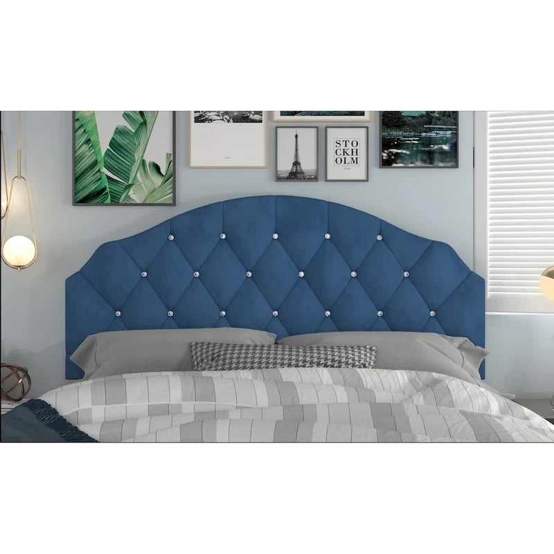 Tête de lit capitonnée en velours, bleu/noir/rose/gris argenté, simple/double/grand lit/très grand lit, 1 personne