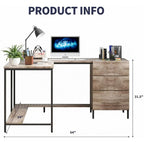 Bureau d'angle en L avec tiroirs, bois véritable / marron foncé, 2 personnes