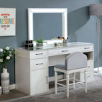 Ensemble coiffeuse 3 pièces 6 tiroirs Obsidian Grey / Luminous White pour 1 personne
