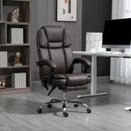 Vinsetto Massage Office Chair with 6 Vibration Points, Heated Reclining PU Leather Computer Chair with Adjustable Height, Black