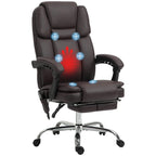 Fauteuil de bureau de massage inclinable noir/marron avec repose-pieds, simple