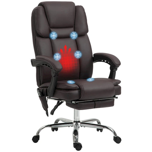 Fauteuil de bureau de massage inclinable noir/marron avec repose-pieds, simple