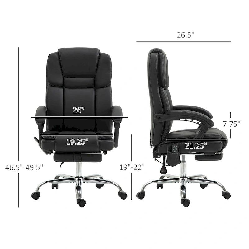 Fauteuil de bureau de massage inclinable noir/marron avec repose-pieds, simple