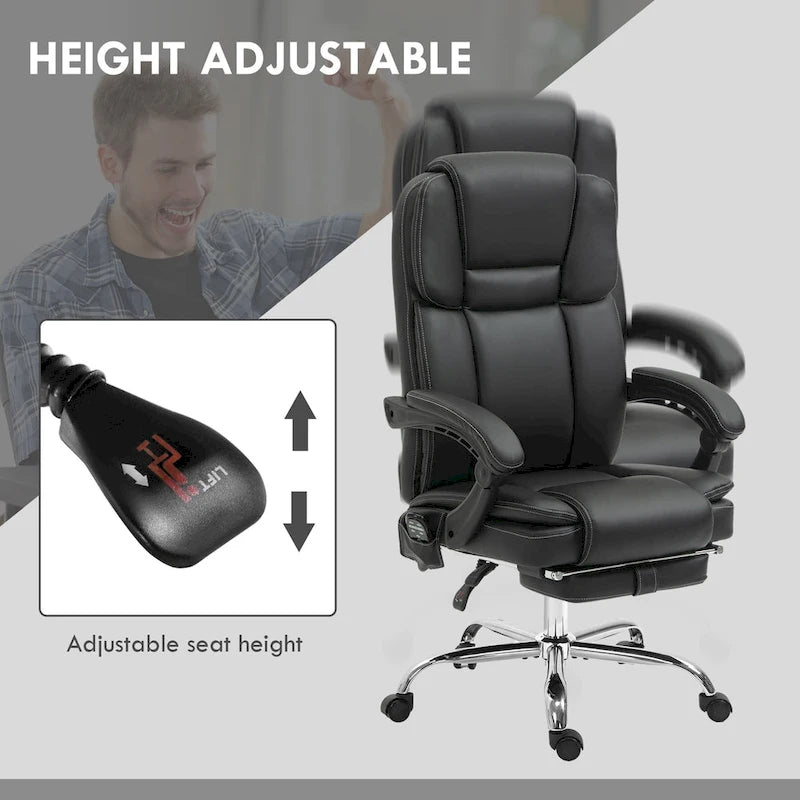 Fauteuil de bureau de massage inclinable noir/marron avec repose-pieds, simple