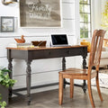 Bureau antique 1 tiroir avec station de charge USB, Individuel, Noir antique / Gris / Blanc