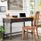 Bureau antique 1 tiroir avec station de charge USB, Individuel, Noir antique / Gris / Blanc