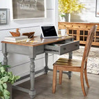 Bureau antique 1 tiroir avec station de charge USB, Individuel, Noir antique / Gris / Blanc