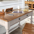 Bureau antique 1 tiroir avec station de charge USB, Individuel, Noir antique / Gris / Blanc